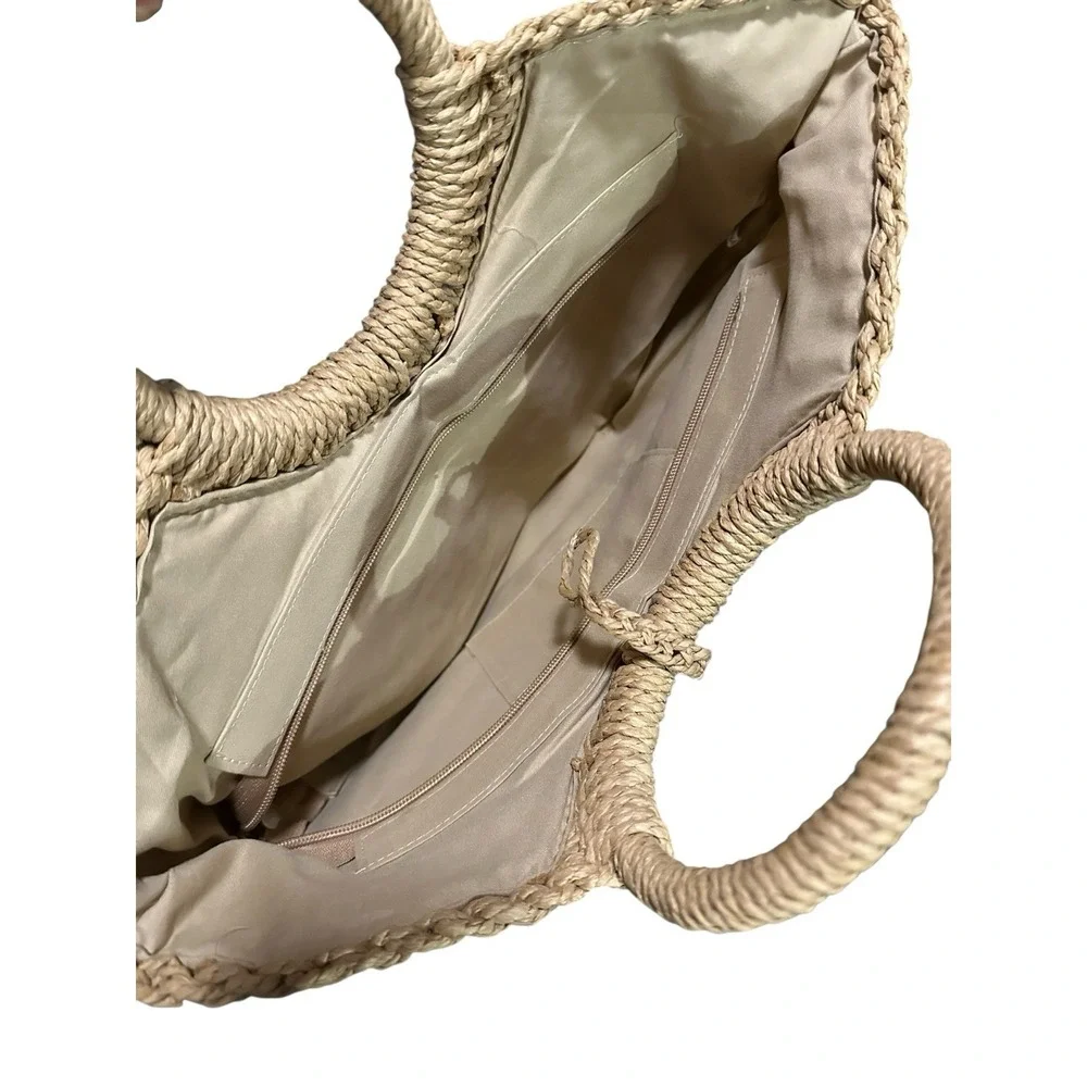 womens handbag purse straw‎ style boho tan beige brown